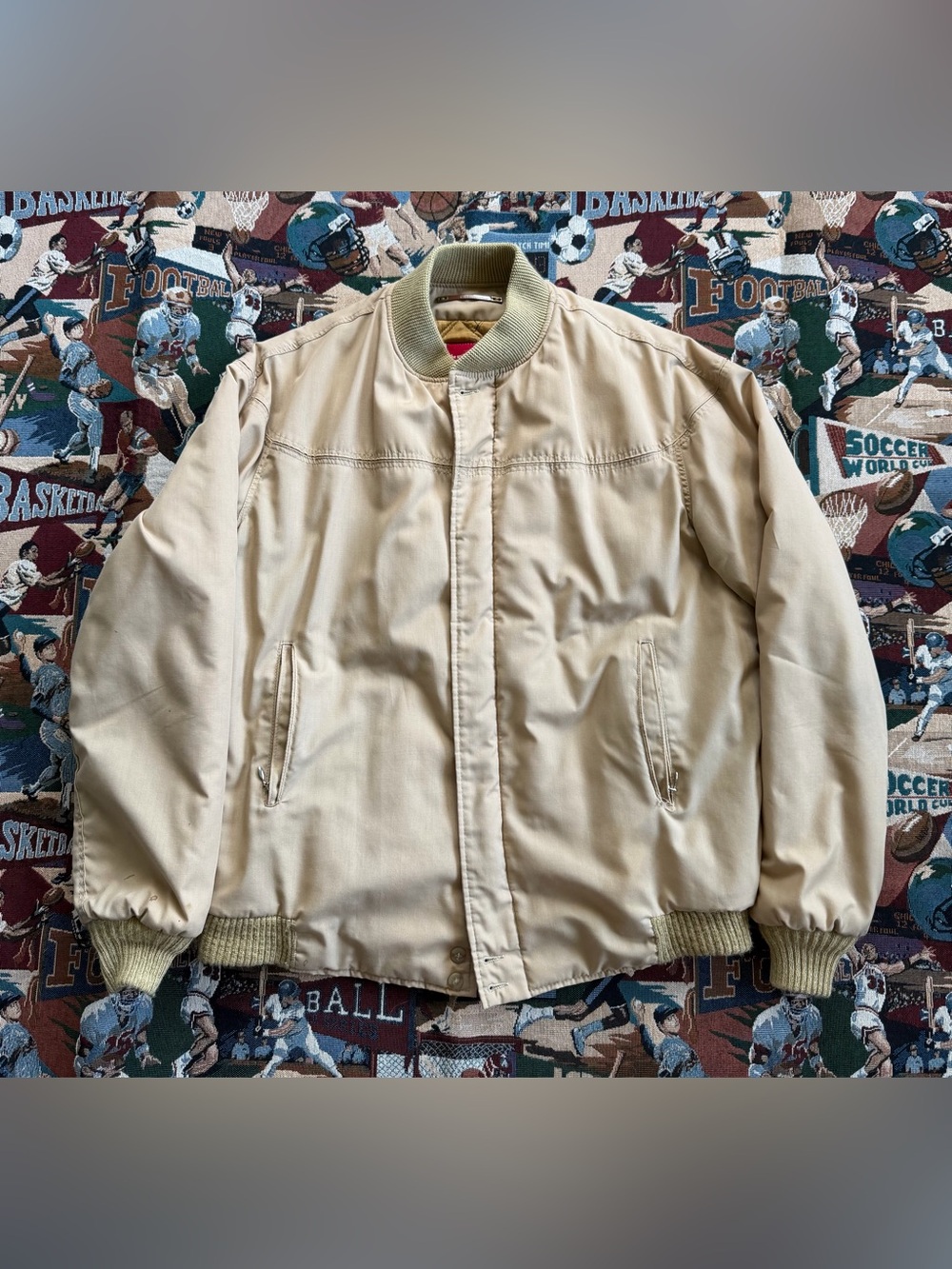 Vintage 70s Men’s The Original Varsity By Catalina Tan Bomber Jacket